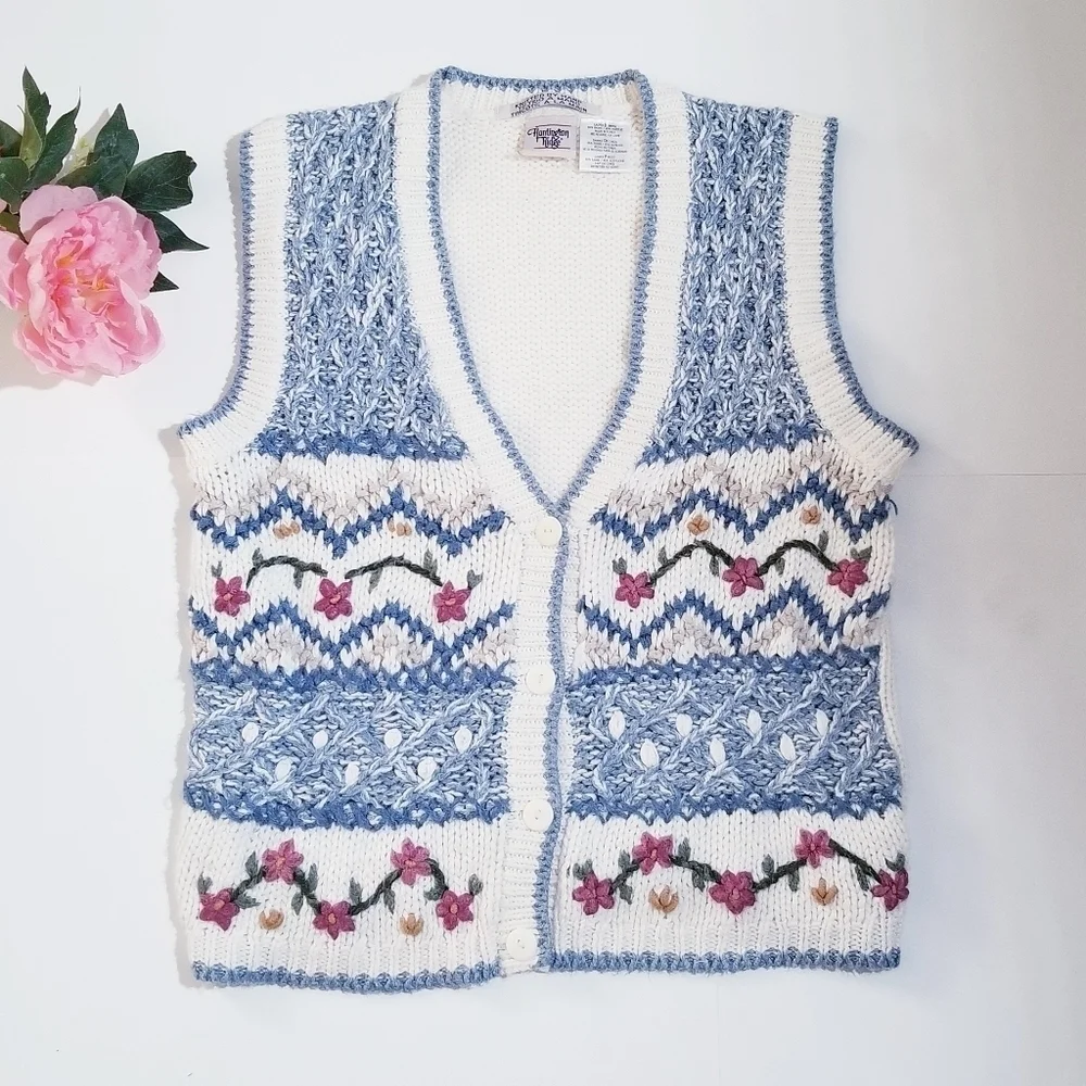 HUNTINGTON RIDGE Vintage Handknitted Cottagecore Vest S